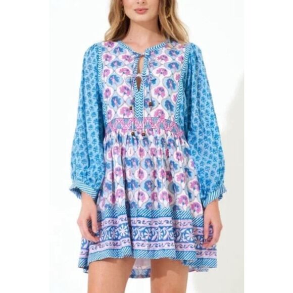 NWT Oliphant tie front balloon sleeve mini dress , Small $288 - Picture 1 of 6